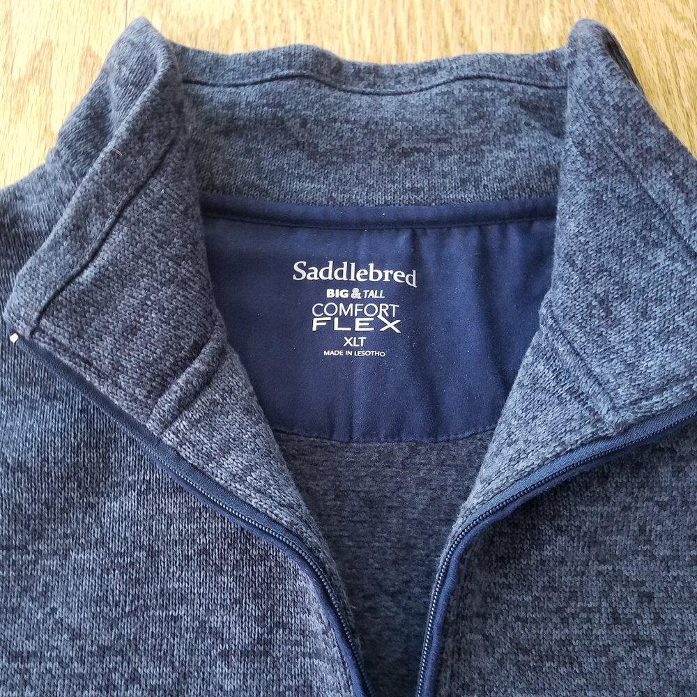 Men's Saddlebred Big & Tall Blue Quarter Zip Pockets Long Sleeve Jacket XLT - Picture 1 of 7